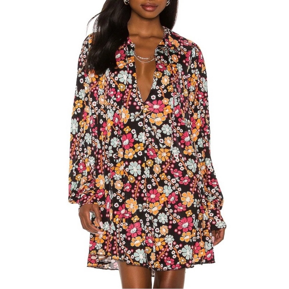 NWOT Free People Daisy Jane Retro Print Floral Mini Dress Like New